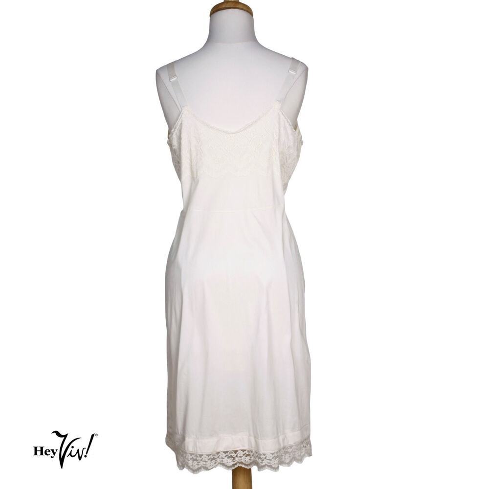 Vintage Ivory Full Slip Size 38 Reg Lace Trim Nylon Lingerie Dress Slip- Hey Viv - Picture 4 of 7